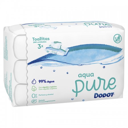 DODOT AQUA PURE TOALLITAS HUMEDAS PARA BEBES 144 UNIDADES