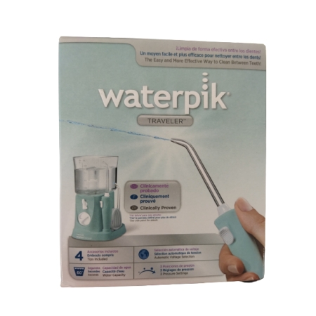 WATERPIK WP- 300 TRAVELER IRRIGADOR BUCAL ELECTRICO CON ADAPTADOR VIAJES AZUL