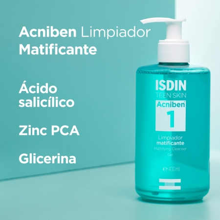 ISDIN TEEN SKIN ACNIBEN LIMPIADOR MATIFICANTE GEL 400 ML