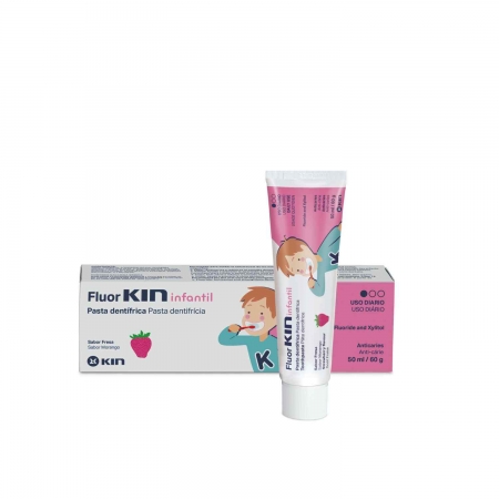 FLUOR KIN INFANTIL (DE 0 A 6 AÑOS) DENTIFRICO FRESA 50 ML + VASO + CEPILLO