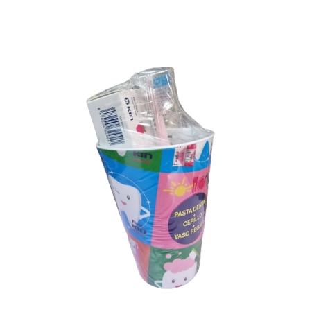 FLUOR KIN INFANTIL (DE 0 A 6 AÑOS) DENTIFRICO FRESA 50 ML + VASO + CEPILLO