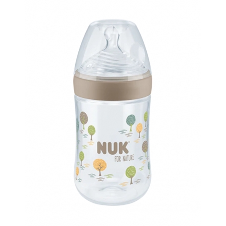 NUK FOR NATURE BIBERON TETINA DE SILICONA TALLA M 260 ML VERDE / BEIGE -BAJA-