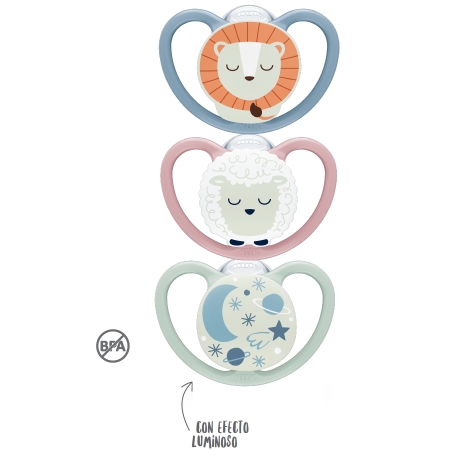 NUK SPACE NIGHT 1 CHUPETE DE SILICONA 6-18 MESES (BRILLA)