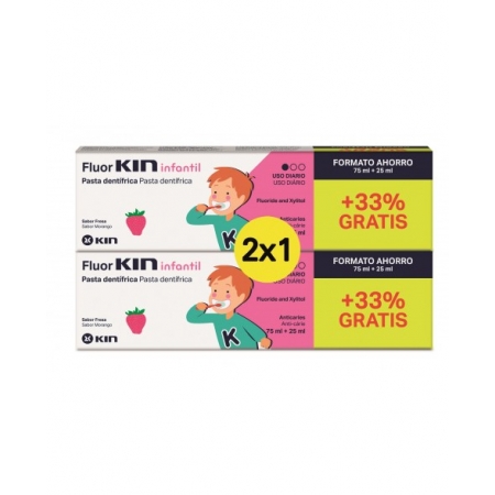 FLUOR KIN INFANTIL DENTIFRICO DUPLO (75 + 25 ML) X 2