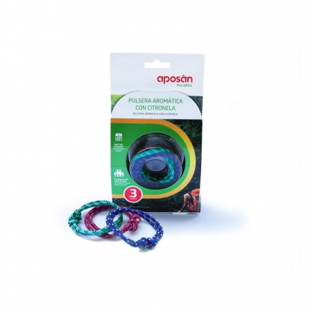 APOSAN 3 PULSERAS CITRONELA TURQUESA & AZUL & ROSA