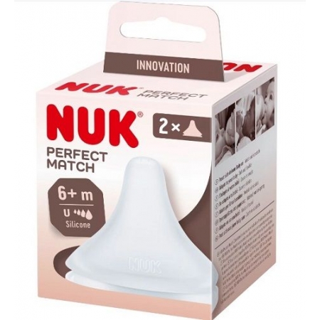 NUK PERFECT MATCH 2 TETINAS DE SILICONA ANTICOLICO FLUJO FLOW CONTROL +6 MESES