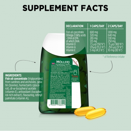 MOLLER'S OMEGA 3 Y VITAMINAS A, D Y E 112 CAPSULAS