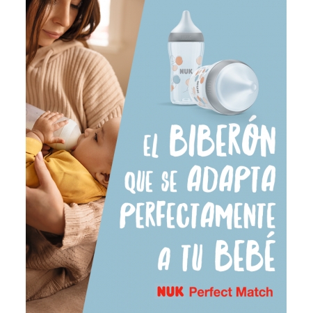 NUK PERFECT MATCH BIBERON PP TETINA SILICONA FLUJO M 260 ML WTP MICKEY GRIS