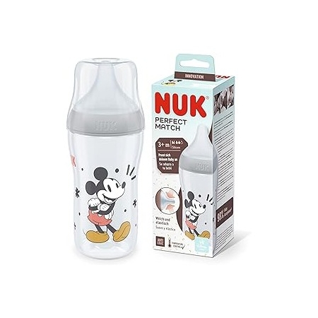 NUK PERFECT MATCH BIBERON PP TETINA DE SILICONA FLUJO M 260 ML WTP MICKEY GRIS