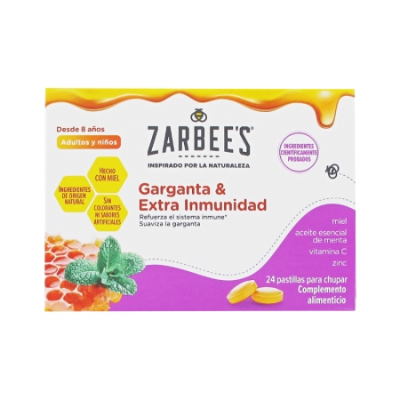 ZARBEES GARGANTA Y EXTRA INMUNIDAD 24 PASTILLAS PARA CHUPAR