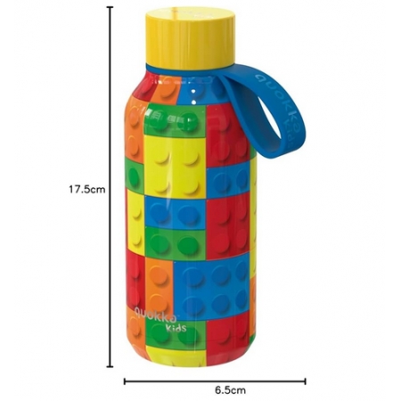 QUOKKA KIDS BOTELLA ACERO INOXIDABLE SOLID CON COLGADOR COLOR BRICKS 330 ML