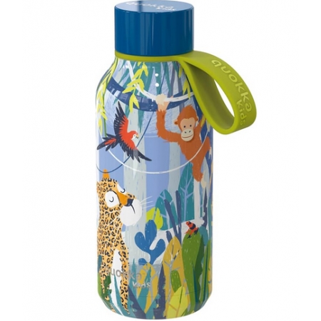 QUOKKA KIDS BOTELLA ACERO INOXIDABLE SOLID CON COLGADOR JUNGLE 330 ML