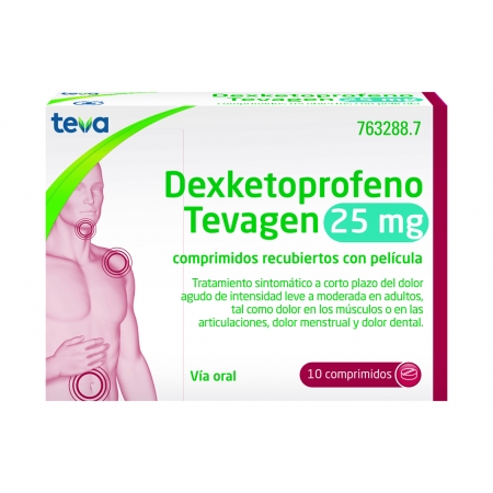 DEXKETOPROFENO TEVAGEN 25 MG 10 COMPRIMIDOS RECUBIERTOS CON PELICULA