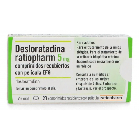 DESLORATADINA RATIOPHARM EFG 5 MG 20 COMPRIMIDOS RECUBIERTOS