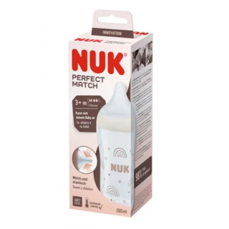 NUK PERFECT MATCH BIBERON PP TETINA DE SILICONA FLUJO M 260 ML ARCOIRIS