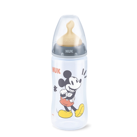 NUK FIRST CHOICE+ BIBERON MICKEY TETINA DE LATEX 0-6 M 300 ML ROSA / GRIS