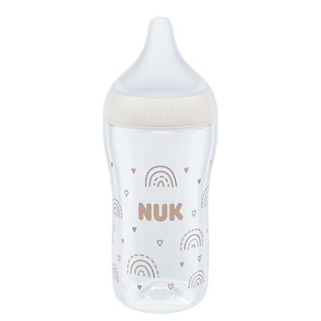 NUK PERFECT MATCH BIBERON CRISTAL +3 MESES TETINA DE SILICONA FLUJO M 230 ML ARCOIRIS
