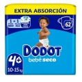 DODOT BEBE SECO EXTRA 62 PAÑALES INFANTILES TALLA 4+ 10-15 KG