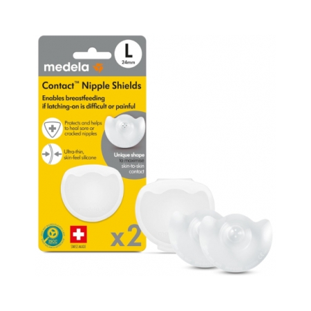 MEDELA 2 PEZONERAS CONTACT TALLA L CON ESTUCHE