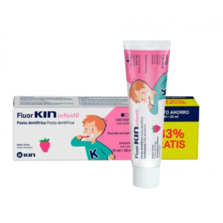 FLUOR KIN INFANTIL PASTA DENTIFRICA FRESA 75 ML + 33 % GRATIS