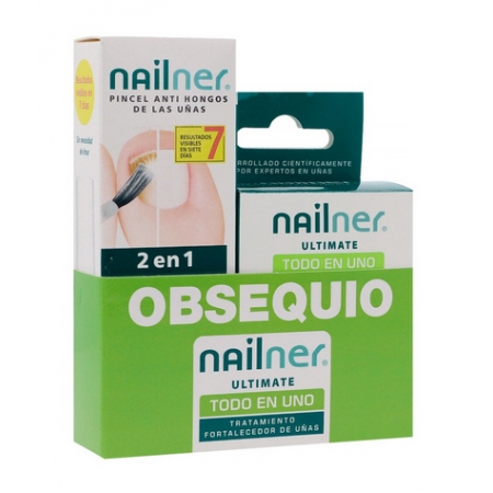 PACK NAILNER PINCEL 2 EN 1 +  NAILNER ULTIMATE TODO EN 1  5 ML+10 ML