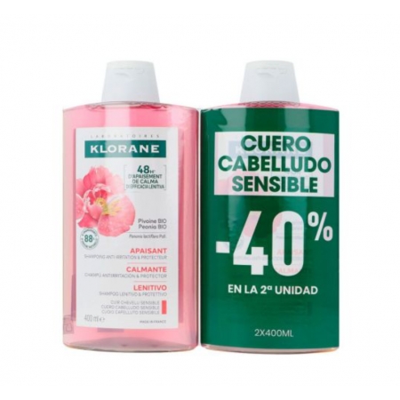 KLORANE DUPLO CHAMPU AL EXTRACTO DE PEONIA 2 X 400 ML