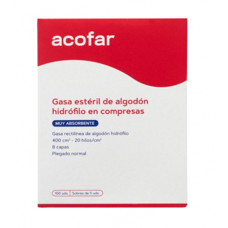 ACOFAR GASA ESTERIL ALGODON HIDROFILO 20X5 (100 UNIDADES)