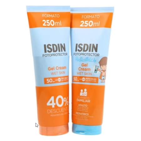 ISDIN PACK FAMILIAR GEL CREMA SPF50 250 ML + PEDIATRIC GEL GREMA SPF50 250 ML