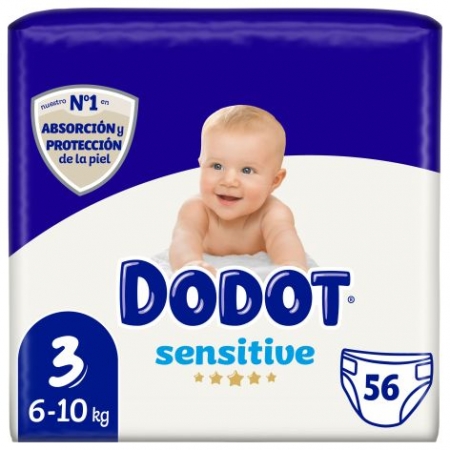 DODOT SENSITIVE 56 PAÑALES TALLA 3 6-10 KG