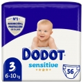 DODOT SENSITIVE 56 PAÑALES TALLA 3 6-10 KG