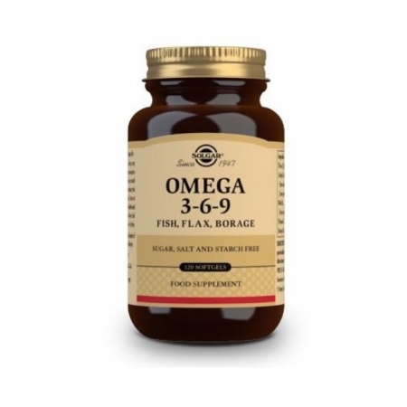 SOLGAR OMEGA 3-6-9 ACEITES DE PESCADO LINO Y BORRAJA 120 CAPSULAS BLANDAS