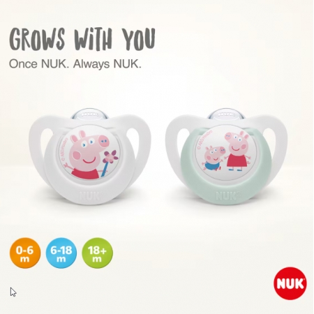 NUK 2 CHUPETES STAR PEPPA PIG SILICONA 0-6 MESES