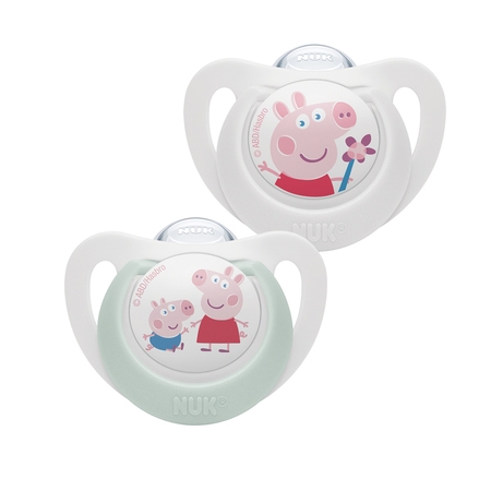 NUK 2 CHUPETES STAR PEPPA PIG SILICONA 6-18 MESES-BAJA-