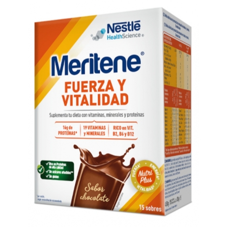 MERITENE FUERZA Y VITALIDAD DUPLO 2 X 15 SOBRES SABOR CHOCOLATE