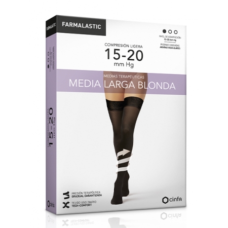FARMALASTIC MEDIA LARGA (A-F) COMPRESION LIGERA BLONDA TALLA L COLOR NEGRO