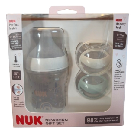 NUK REGALO RECIEN NACIDO BIBERON PERFECT MATCH + 2 CHUPETES MOMMY FEEL