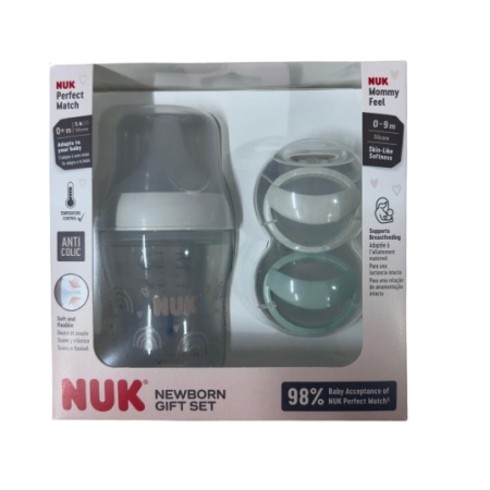 NUK REGALO RECIEN NACIDO BIBERON PERFECT MATCH + 2 CHUPETES MOMMY FEEL