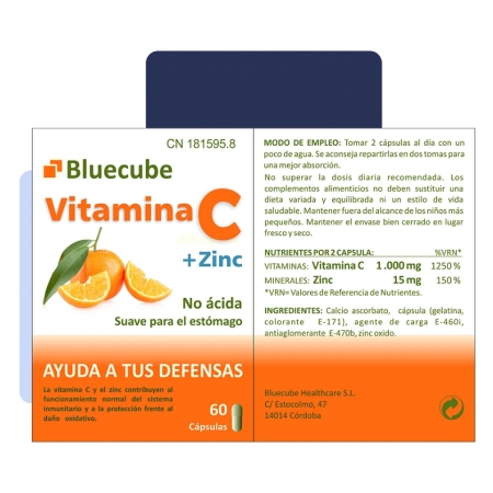 BLUECUBE VITAMINAS C+D+ZINC 60 CAPSULAS