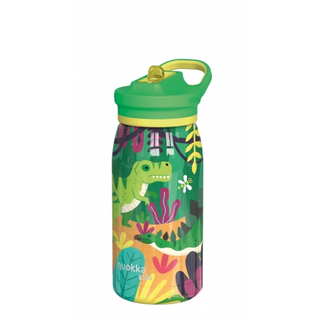 QUOKKA KIDS POP BOTELLA ACERO INOXIDABLE DINOSAURIOS JUNGLE 445 ML