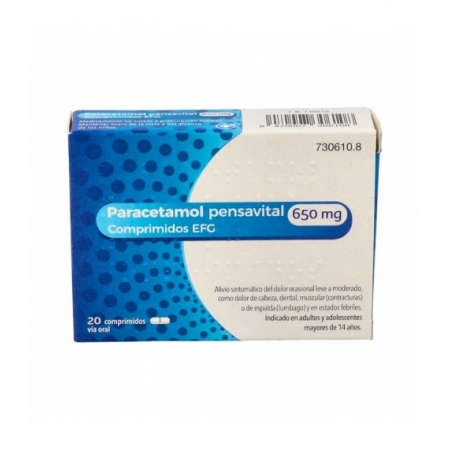PARACETAMOL PENSAVITAL EFG 650 MG 20 COMPRIMIDOS