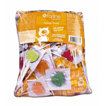 FARLINE SWEETSIN PIRULETAS SIN AZUCAR 200 CARAMELOS