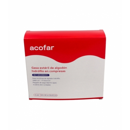 ACOFAR GASA ESTERIL ALGODON 60 CM X 40 CM 6 UNIDADES