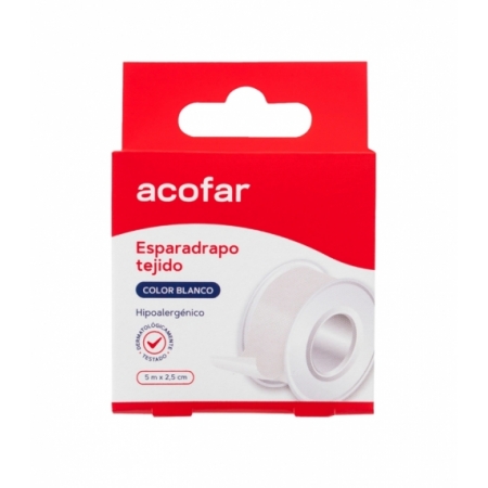 ACOFAR ESPARADRAPO TEJIDO 1 UNIDAD 5 M X 2,5 CM COLOR BLANCO