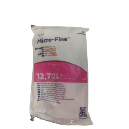 BD MICRO-FINE+ 10 JERINGAS DE INSULINA 1 ML CON AGUJA 29G (0,33 X 12,7 MM)