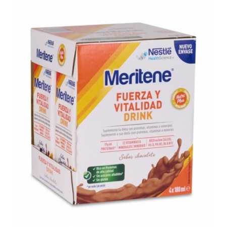 MERITENE FUERZA Y VITALIDAD DRINK 4 BOTELLAS 180 ML SABOR CHOCOLATE