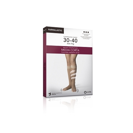 FARMALASTIC MEDIA CORTA (A-D) COMPRESION FUERTE PUNT. ABIERTA TALLA REINA PLUS