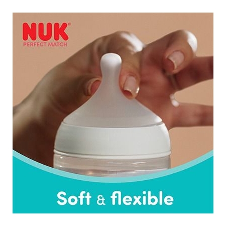 NUK PERFECT MATCH PACK 2 BIBERONES 3 MESES FLUJO M TETINA SILICONA 260 ML MONO