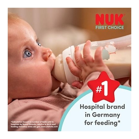 NUK FIRST CHOICE+ BIBERON 3 MESES TETINA DE SILICONA FLUJO M 300 ML COLORES SURTIDOS