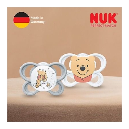 NUK PERFECT MATCH AIR CHUPETE WINNIE THE POOH SILICONA 0 - 6 MESES 2 UNIDADES
