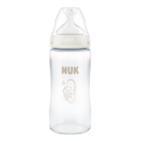 NUK FIRST CHOICE BIBERON CRISTAL TETINA SILICONA +3 MESES FLUJO M 240 ML CABALLITO DE MAR